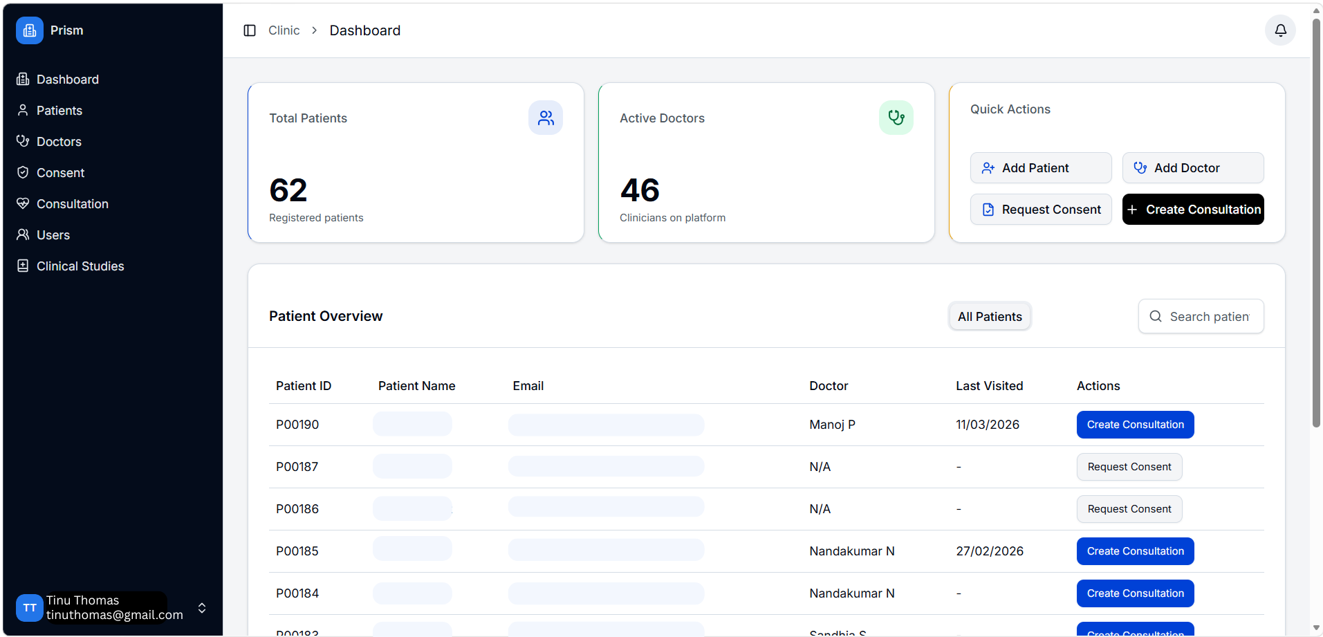 Clinic Dashboard Preview